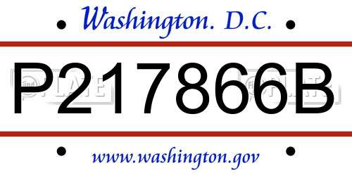 P217866B District Of Columbia License Plate