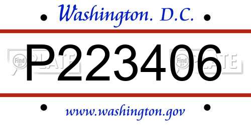 P223406 District Of Columbia License Plate