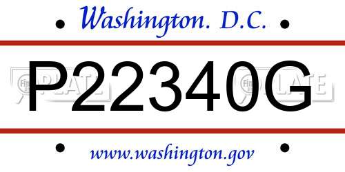 P22340G District Of Columbia License Plate