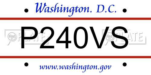 P240VS District Of Columbia License Plate