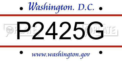 P2425G District Of Columbia License Plate