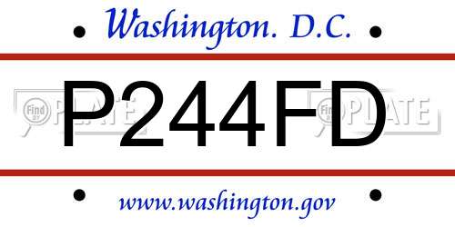 P244FD District Of Columbia License Plate