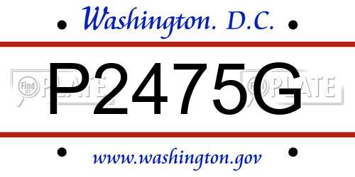 P2475G District Of Columbia License Plate
