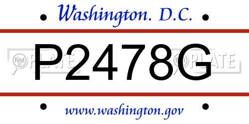 P2478G District Of Columbia License Plate
