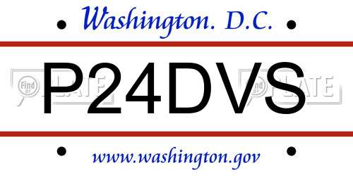 P24DVS District Of Columbia License Plate