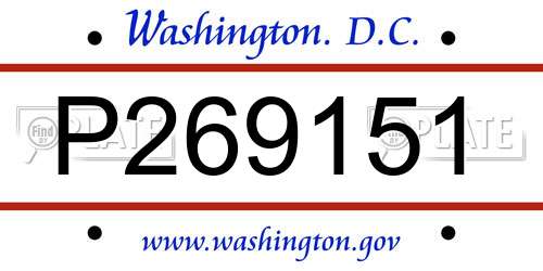 P269151 District Of Columbia License Plate