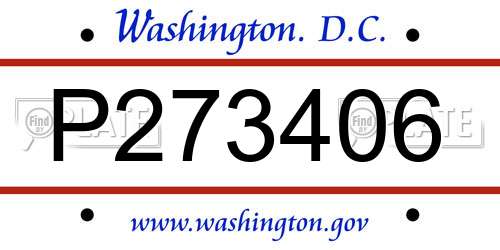 P273406 District Of Columbia License Plate