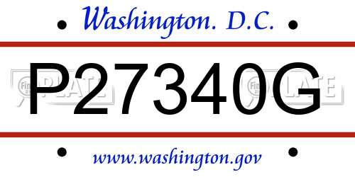 P27340G District Of Columbia License Plate