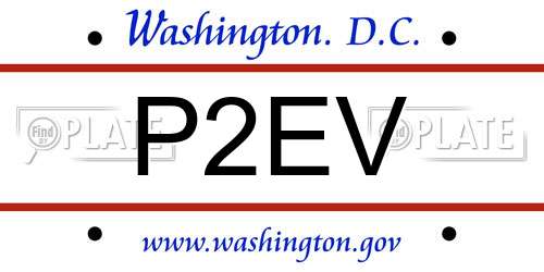 P2EV District Of Columbia License Plate