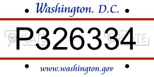 P326334 District Of Columbia License Plate