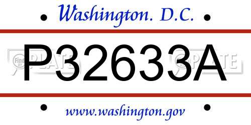 P32633A District Of Columbia License Plate