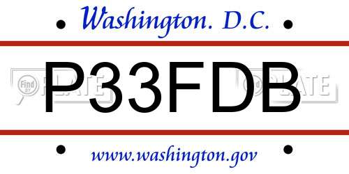 P33FDB District Of Columbia License Plate