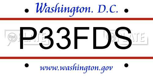 P33FDS District Of Columbia License Plate