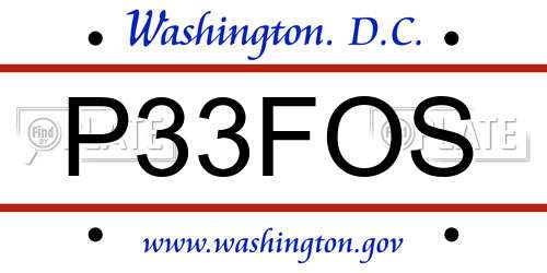 P33FOS District Of Columbia License Plate