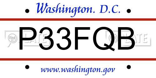 P33FQB District Of Columbia License Plate