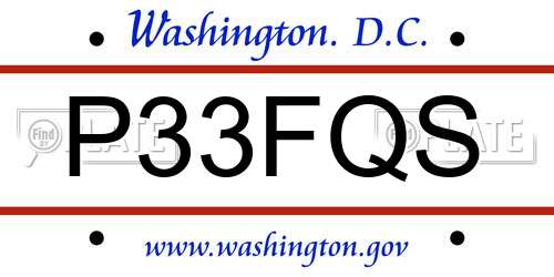 P33FQS District Of Columbia License Plate