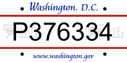 P376334 District Of Columbia License Plate
