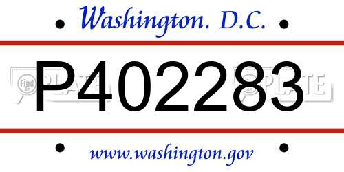 P402283 District Of Columbia License Plate