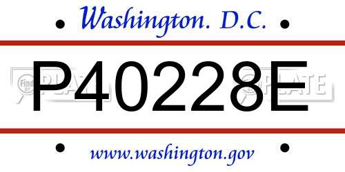 P40228E District Of Columbia License Plate