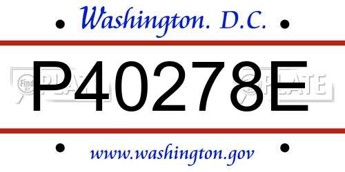 P40278E District Of Columbia License Plate