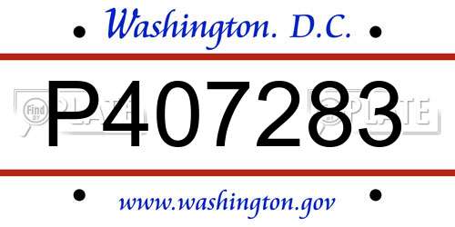 P407283 District Of Columbia License Plate