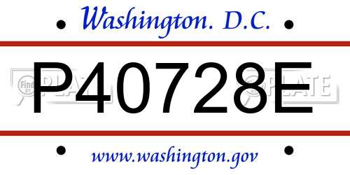 P40728E District Of Columbia License Plate