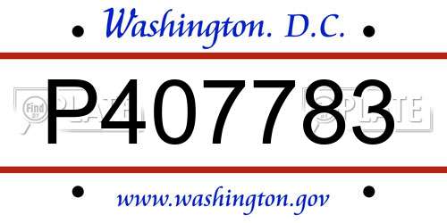 P407783 District Of Columbia License Plate