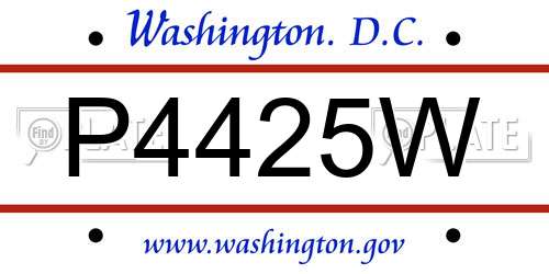 P4425W District Of Columbia License Plate
