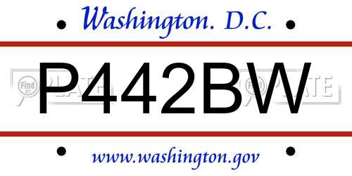 P442BW District Of Columbia License Plate