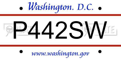 P442SW District Of Columbia License Plate