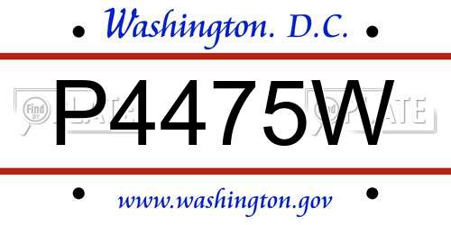 P4475W District Of Columbia License Plate