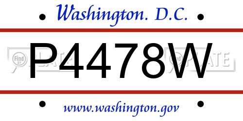 P4478W District Of Columbia License Plate