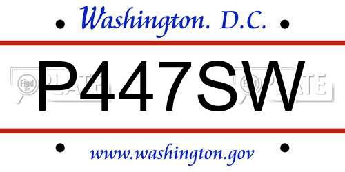 P447SW District Of Columbia License Plate
