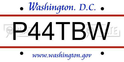 P44TBW District Of Columbia License Plate
