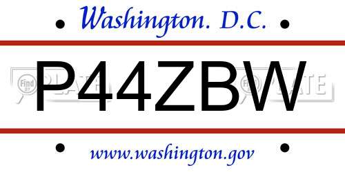 P44ZBW District Of Columbia License Plate