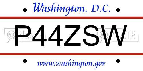 P44ZSW District Of Columbia License Plate