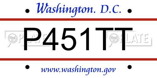 P451TT District Of Columbia License Plate