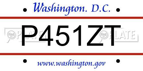 P451ZT District Of Columbia License Plate