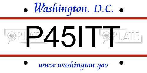 P45ITT District Of Columbia License Plate