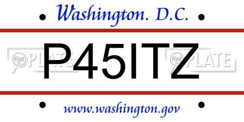 P45ITZ District Of Columbia License Plate