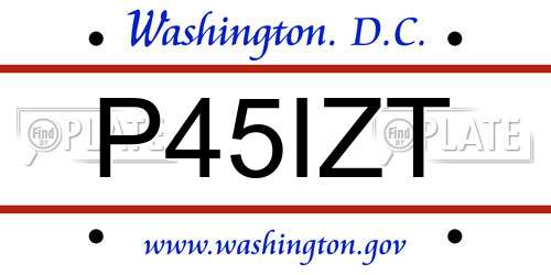 P45IZT District Of Columbia License Plate