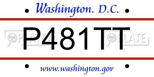 P481TT District Of Columbia License Plate
