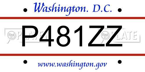 P481ZZ District Of Columbia License Plate