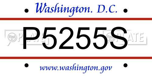 P5255S District Of Columbia License Plate