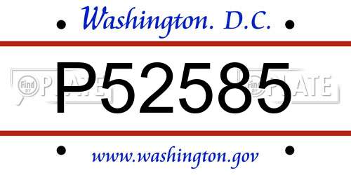 P52585 District Of Columbia License Plate