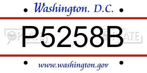P5258B District Of Columbia License Plate