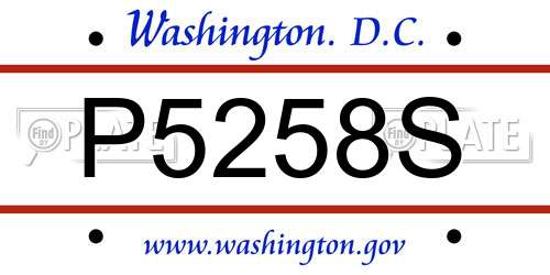 P5258S District Of Columbia License Plate
