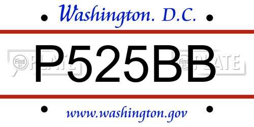 P525BB District Of Columbia License Plate