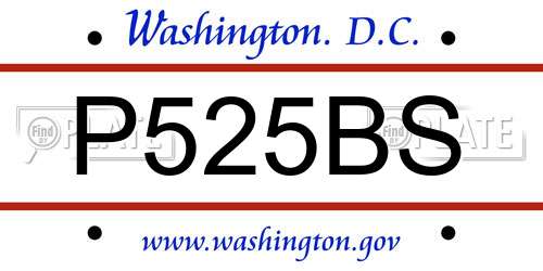P525BS District Of Columbia License Plate