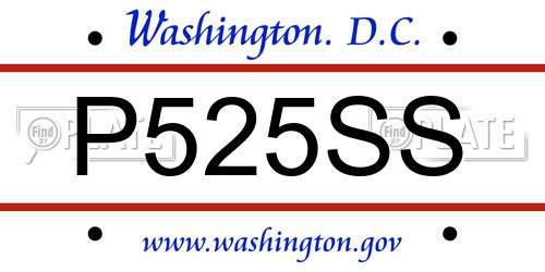 P525SS District Of Columbia License Plate